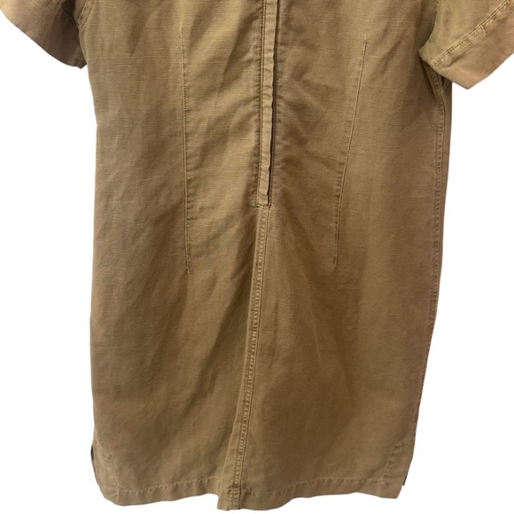 J. Crew Lace up V-Neck Canvas Short Sleeve Khaki Midi Dress Safari Summer 10 - Picture 7 of 10